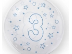 BALON 45 CM CYFRA 3 ROK GWIAZDKI NIEBIESKI DO HELU TUBAN TB3636