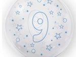 BALON 45 CM CYFRA 9 ROK GWIAZDKI NIEBIESKI DO HELU TUBAN TB3642